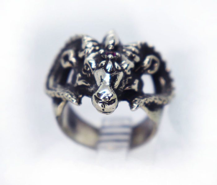 Cool Ram Ring with Garnet Stone
