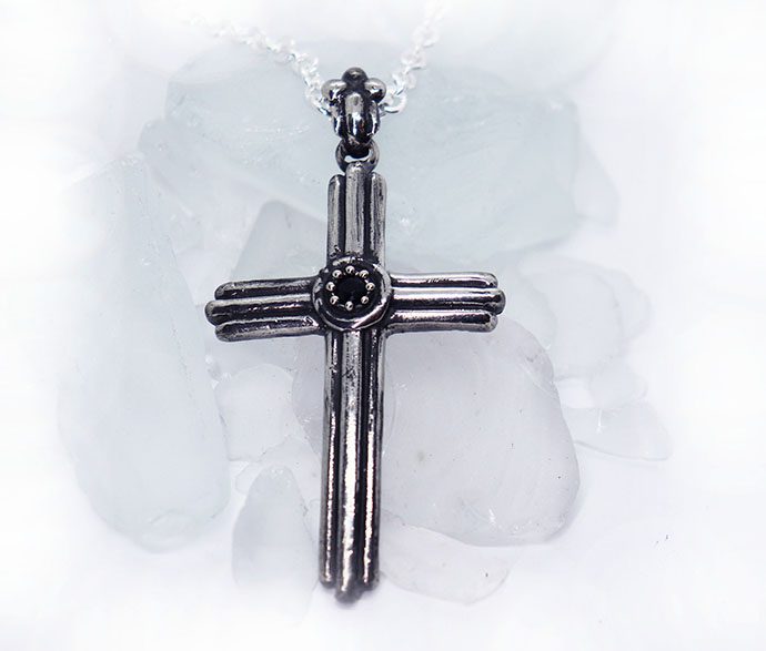 Silver Pendant with Stone Cross Pendant Size 36 mm Stone Black Onyx sterling 