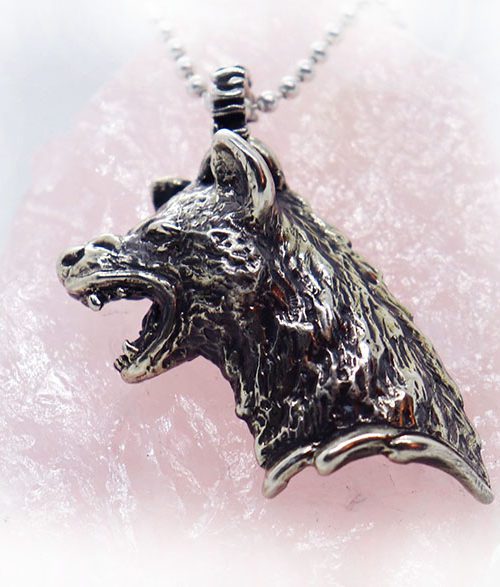 Attacking Hyena Sterling Silver Pendant