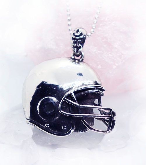 Football Helmet Sterling Silver Pendant
