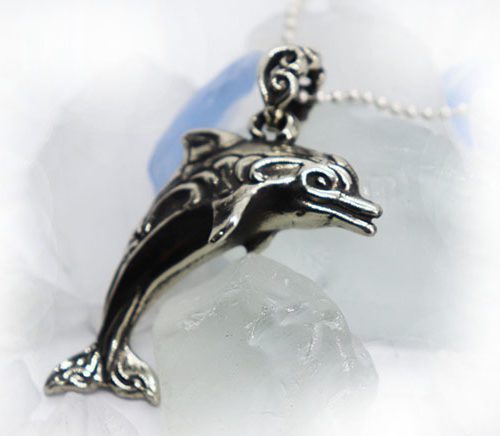 Jumping Dolphin Sterling Silver Pendant