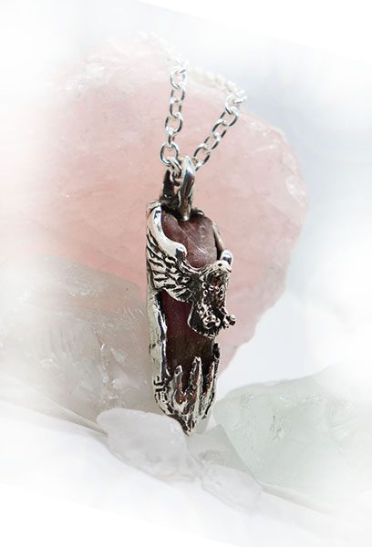 Grand Canyon Eagle with Natural Quartz Stone Sterling Silver Necklace