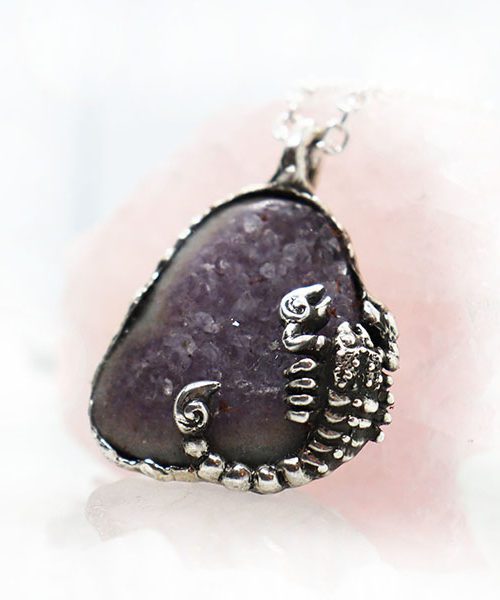 Scorpion with Natural Amethyst Stone Sterling Silver Necklace