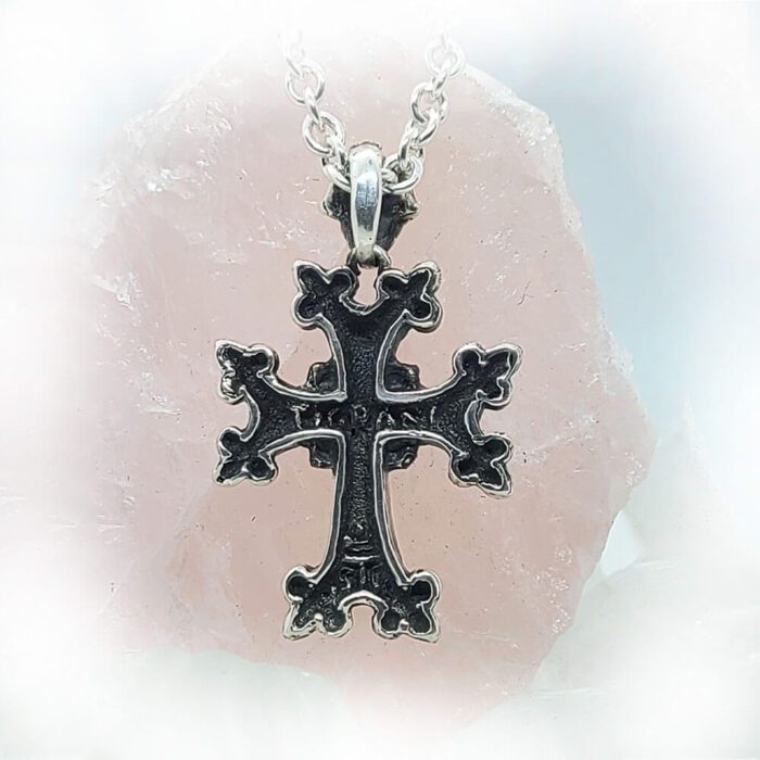 Silver Armenian Cross Pendant with Etchmiadzin Coat of Arms Loop 4