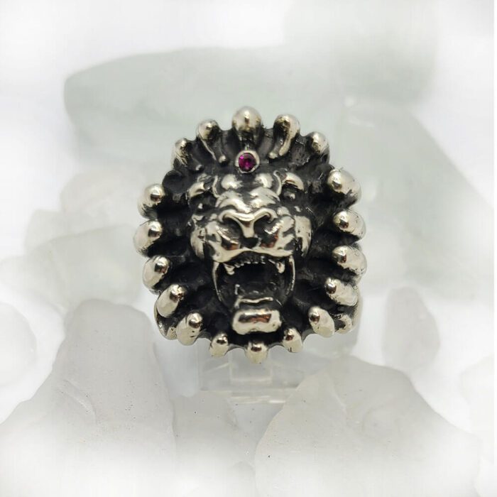 Lion on Fire Ruby Ring