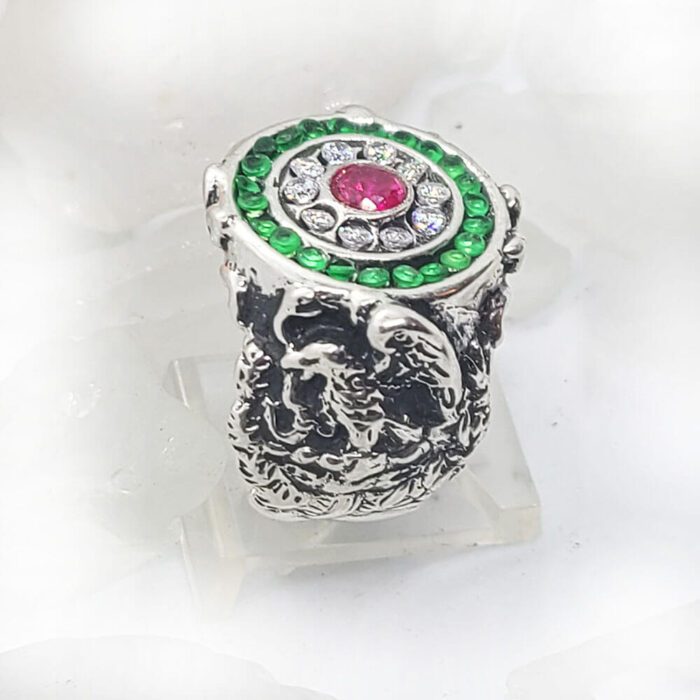 Mexican Sterling Silver Ring with Flag Color CZ Stones