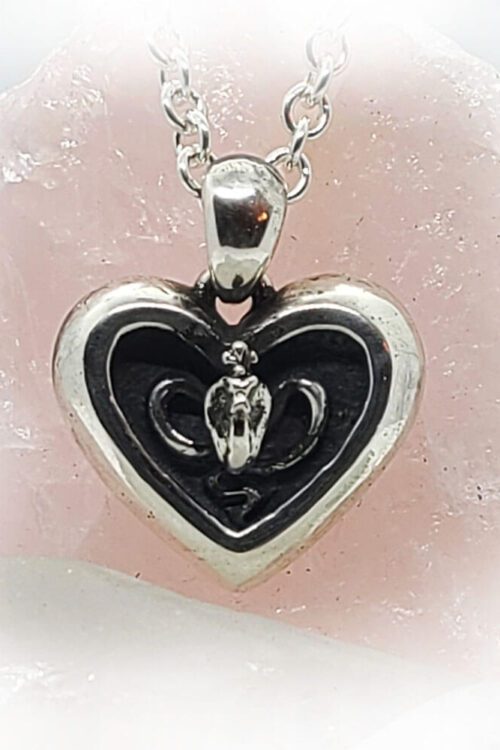 Poison Cobra in Heart Sterling Silver Pendant