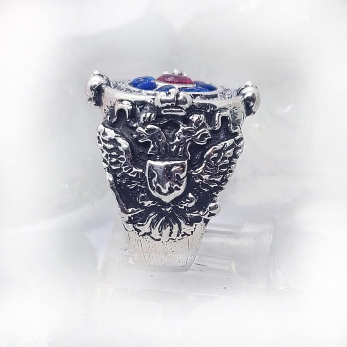 Russian Sterling Silver Ring with Flag Color CZ Stones 4