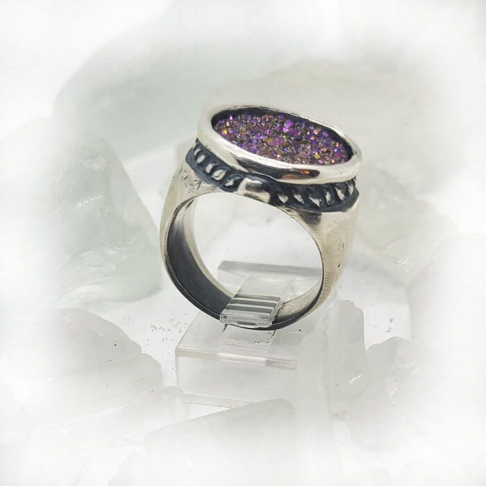 Sterling Silver Vintage Ring with Natural Purple Stone 2