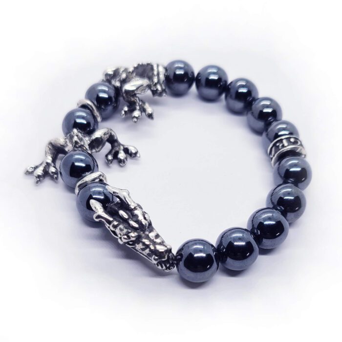 Silver Spiritual Dragon Hematite Beads Bracelet 2