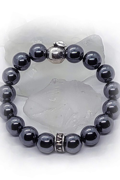 Silver Apple Hematite Beads Bracelet 