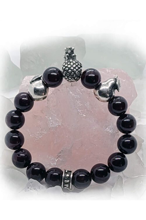 Silver Fruits With Garnet Beads Bracelet