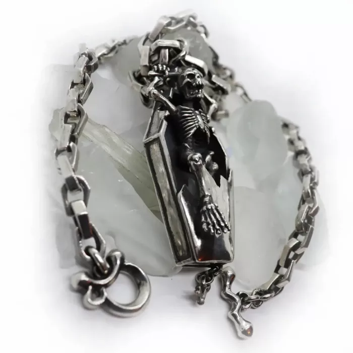 Coffin With Skeleton Pendant with Coffin Shape Chain 6