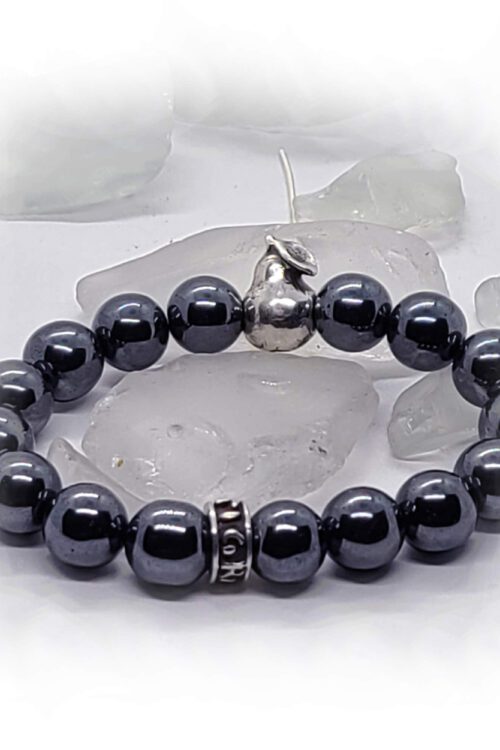 Silver Pear Hematite Beads Bracelet